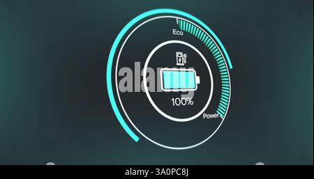 Image of battery charging on black background Stock Photo