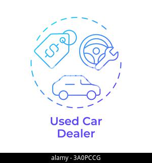 Used car dealer blue gradient concept icon Stock Vector
