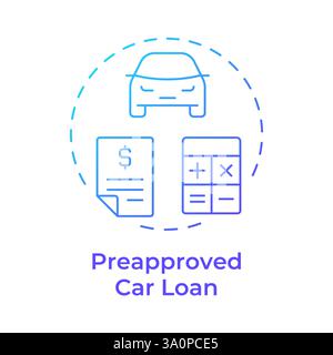 Preapproved car loan blue gradient concept icon Stock Vector