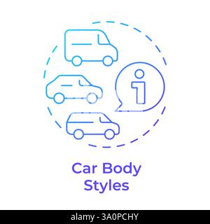 Car body styles blue gradient concept icon Stock Vector
