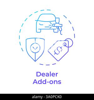 Dealer addons blue gradient concept icon Stock Vector