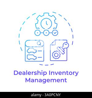 Dealership inventory management blue gradient concept icon Stock Vector