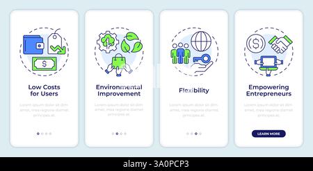 Benefits of sharing economy onboarding mobile app screen Stock Vector
