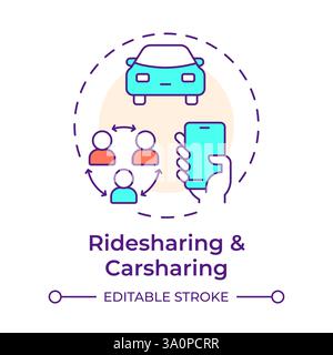 Ridesharing and carsharing multi color concept icon Stock Vector