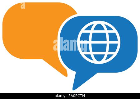 Translate icon, language translator, dictionary, chat translator. Chat bubble symbol or icon. Application or software. Stock Vector