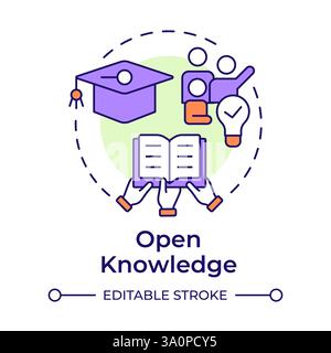 Open knowledge multi color concept icon Stock Vector