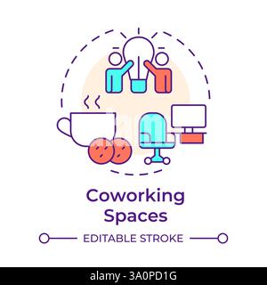 Coworking spaces multi color concept icon Stock Vector