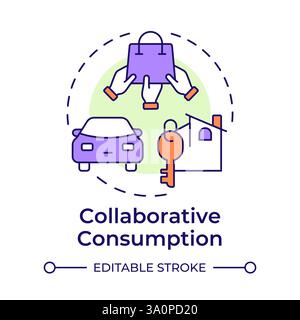 Collaborative consumption multi color concept icon Stock Vector