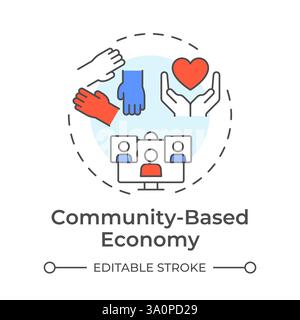 Community based economy multi color concept icon Stock Vector
