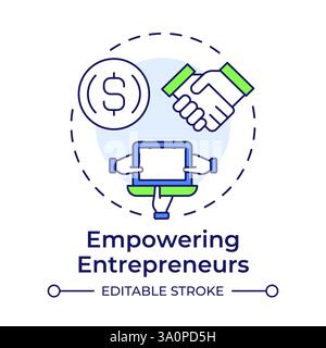 Empowering entrepreneurs multi color concept icon Stock Vector