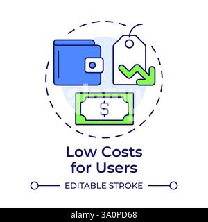 Low costs for users multi color concept icon Stock Vector