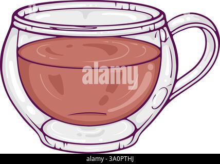 Glass cup of tea color Stock Vector