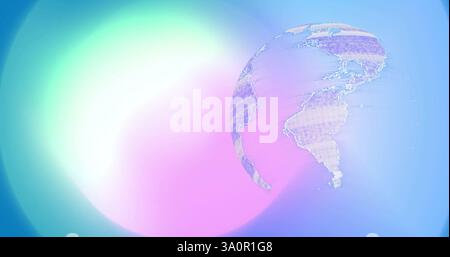 Image of spinning globe over light shapes Stock Photo