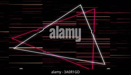 Image of triangles and shapes moving on black background Stock Photo