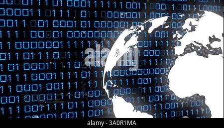 Image of data processing over globe Stock Photo