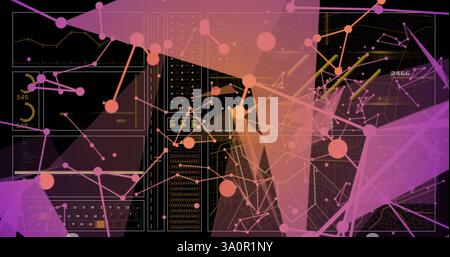 Network of connections and data processing image over digital interface Stock Photo