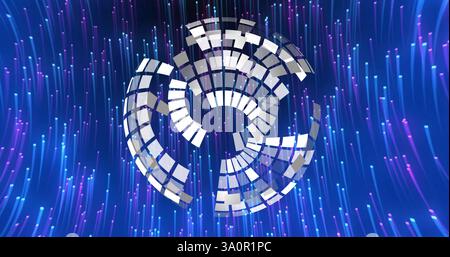 Image of spinning globe over light spots Stock Photo