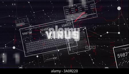 Image of virus text over digital data processing Stock Photo