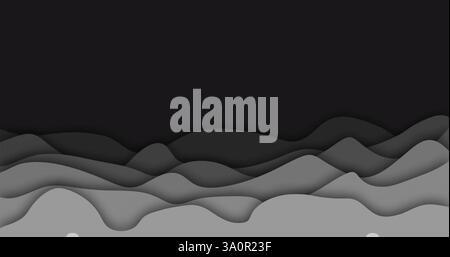 Abstract image of layered grey waves on dark background Stock Photo