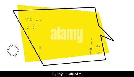 Image of speech bubble and markers on yellow and white background Stock Photo