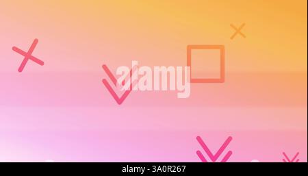 Geometric shapes image over gradient background with pink and orange hues Stock Photo