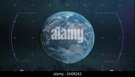 Image of scope scanning over spinning globe Stock Photo