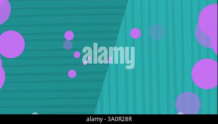 Image of purple light spots over green striped background Stock Photo