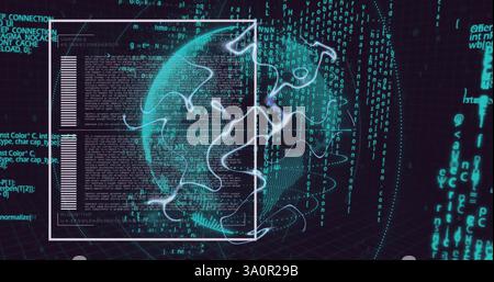 Image of globe over data processing Stock Photo