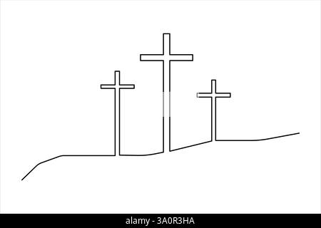 Good Friday continuous one line art drawing of outline vector art illustration Stock Vector