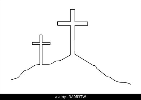 Good Friday continuous one line art drawing of outline vector art illustration Stock Vector