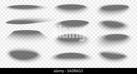 Set of oval packing box shadow effects. Different realistic soft grey ...