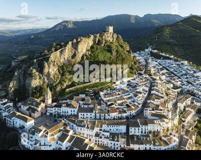 Moorish castle above the town of Zahara de la Sierra Andalusia Spain ...