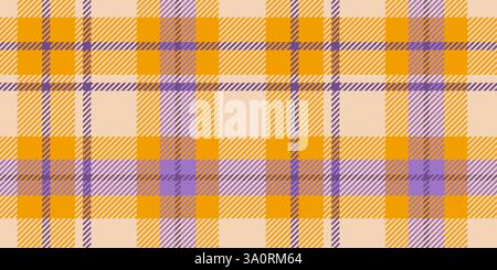 Yellow and Purple Plaid Pattern, Seamless Tartan Checkered Design, Perfect for Fashion, Textiles, Wallpapers, and Home Decor Stock Vector