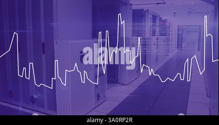 Data analytics image over servers in data center Stock Photo