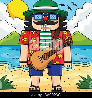 Christmas in July The Nutcracker Colored Cartoon  Stock Vector