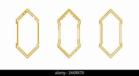 Pixel art style arrows pointing upward in three different variations Stock Vector