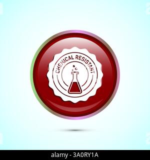 Chemical resistant icon design illustration, Chemical resistant sign symbol, Button design Stock Vector