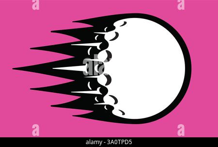 Golf ball with speed lines, depicting a powerful strike with a driving iron, in a modern and edgy icon design. Stock Vector