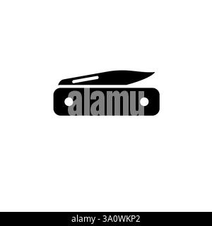Penknife, Multifunction Swiss Jack Knife Solid Flat Vector Icon Isolated on White Background. Stock Vector