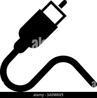 Vector icon of a coaxial cable and connector for television connections. Stock Vector