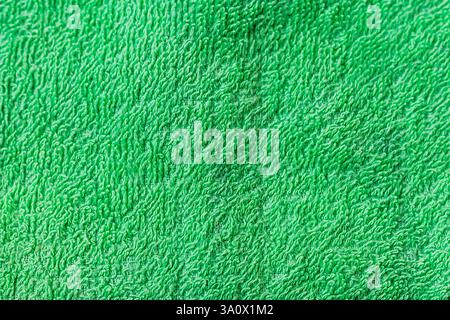 Close up shot of the soft, green towel fabric Stock Photo