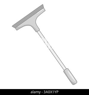 Gray squeegee with long handle for cleaning windows and other surfaces, doodle style vector illustration Stock Vector