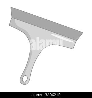 Cleaning squeegee with rubber blade for washing windows, shower doors and other surfaces, doodle style vector illustration Stock Vector