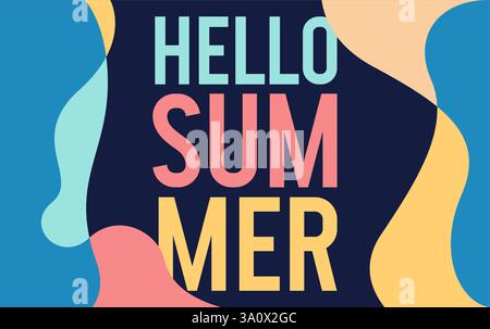 Hello Summer Abstract Background. Fluid Wavy Design Cover Stock Vector