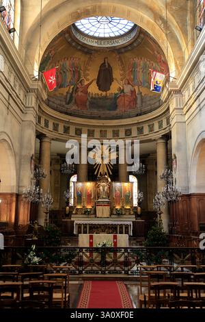 The interior view of the altar of Eglise Sainte-Elisabeth church in Le Marais district.Paris.France Stock Photo