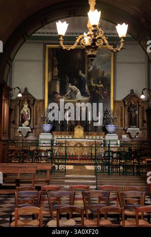 The interior view of a chapel in Eglise Sainte-Elisabeth church in Le Marais district.Paris.France Stock Photo