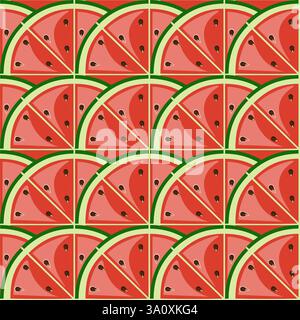 Seamless fruit pattern with watermelon slices vector illustration Stock Vector