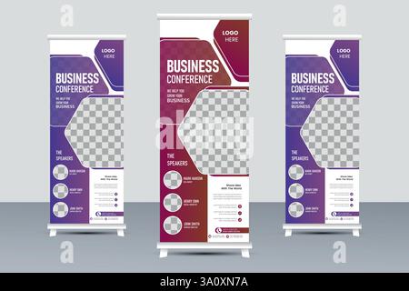 Corporate Business Roll Up Banner Design , Professional Office Roll Up Standee banner design Stock Vector