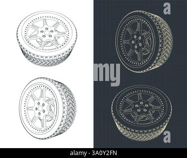 Stylized vector illustrations of car wheel Stock Vector Image & Art - Alamy