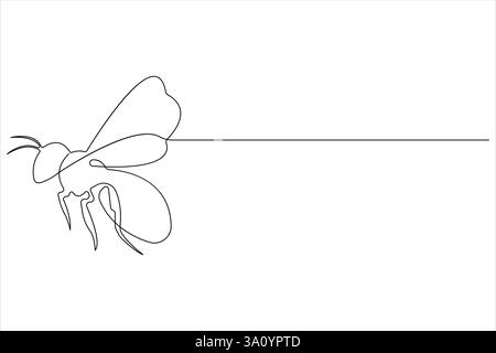 Continuous one line art drawing of honey bee art concept illustration for honey bee simple line vector Stock Vector